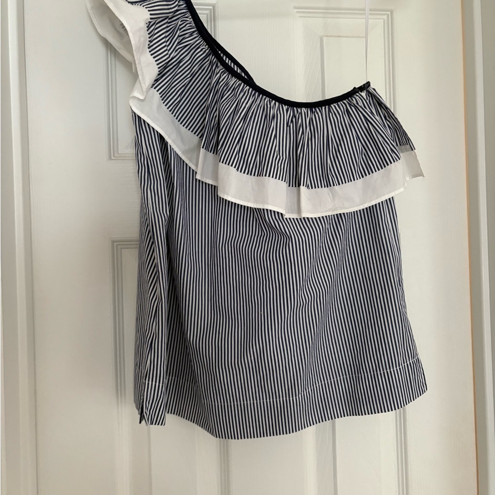 Striped One-Shoulder Top J Crew